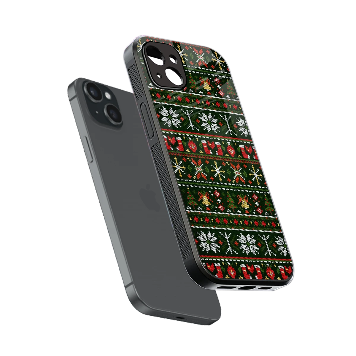 Festive Knit sleek iphone 14 plus cover with tempered glass back and TPU edges