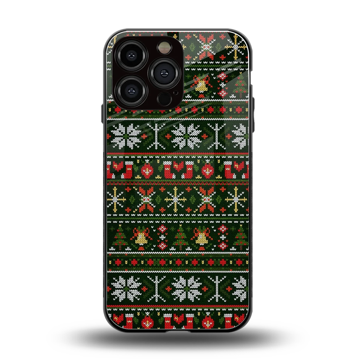 Festive Knit back phone cover | glass case for iphone 15 pro max