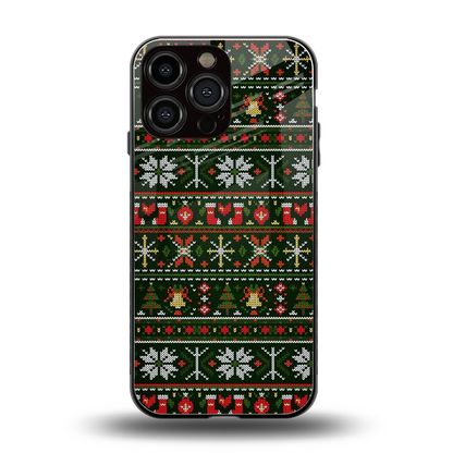Festive Knit back phone cover | glass case for iphone 15 pro max