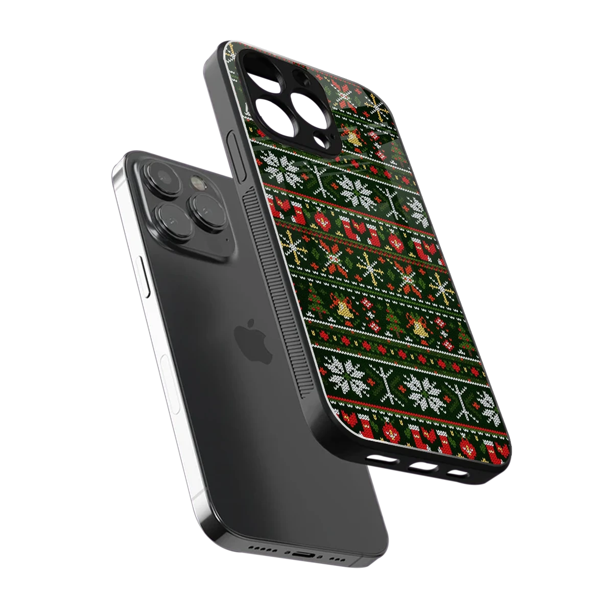 Festive Knit sleek iphone 15 pro max cover with tempered glass back and TPU edges