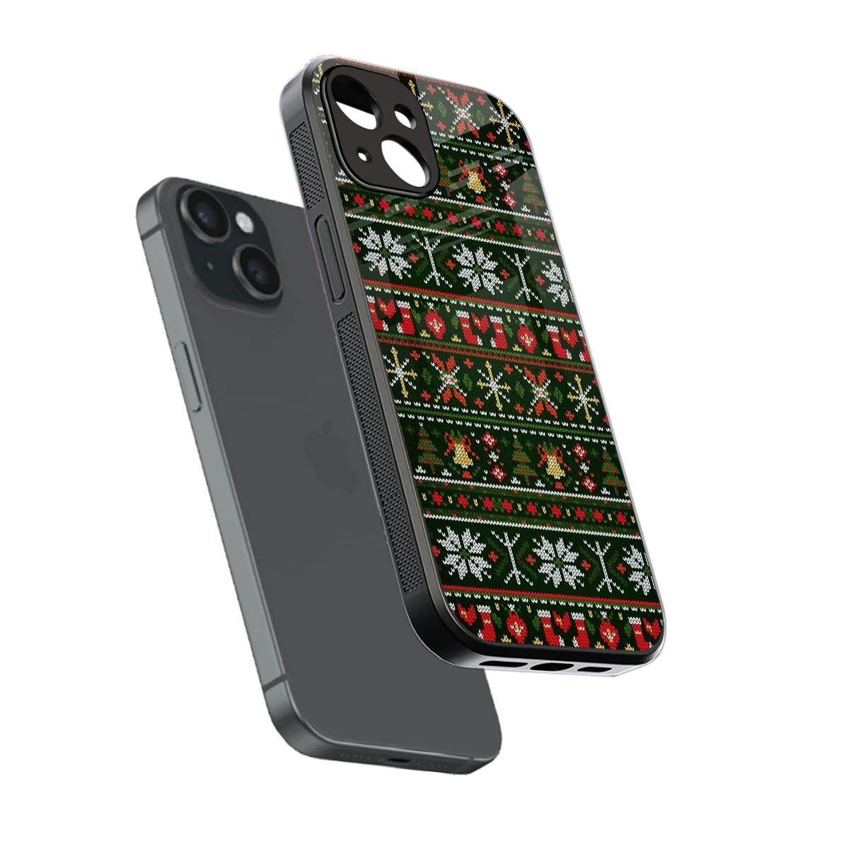 Festive Knit sleek iphone 15 cover with tempered glass back and TPU edges