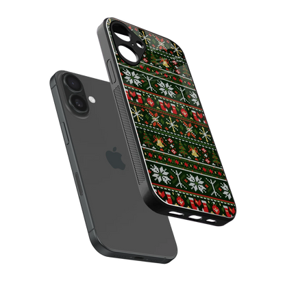Festive Knit sleek iphone 16 plus cover with tempered glass back and TPU edges
