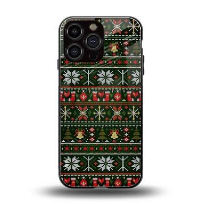 Festive Knit back phone cover | glass case for iphone 16 pro max