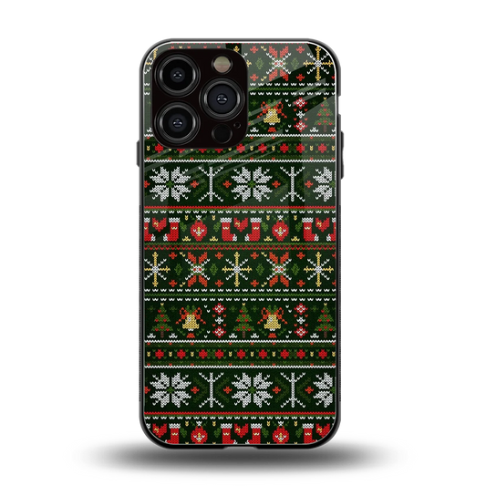 Festive Knit back phone cover | glass case for iphone 16 pro max