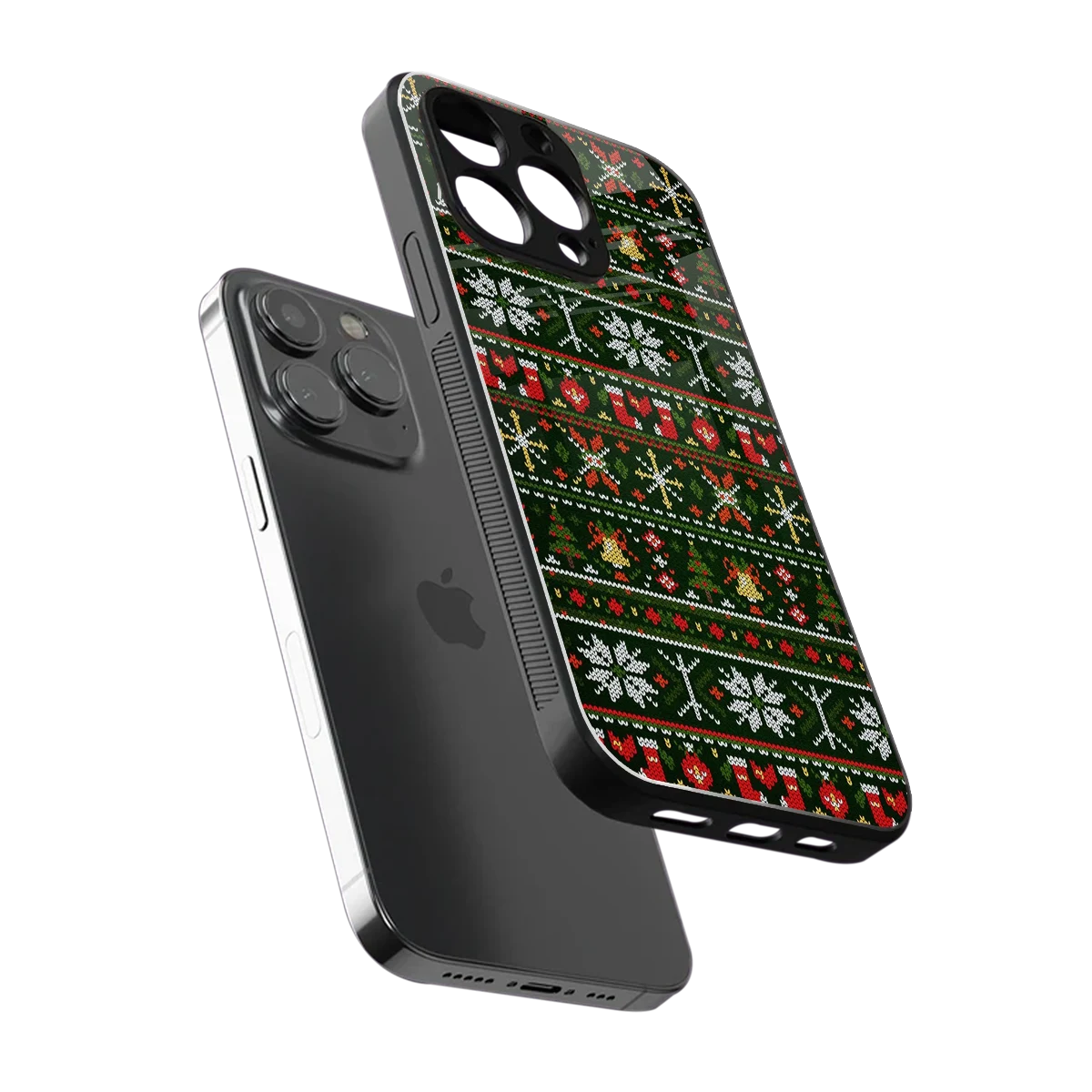 Festive Knit sleek iphone 16 pro max cover with tempered glass back and TPU edges