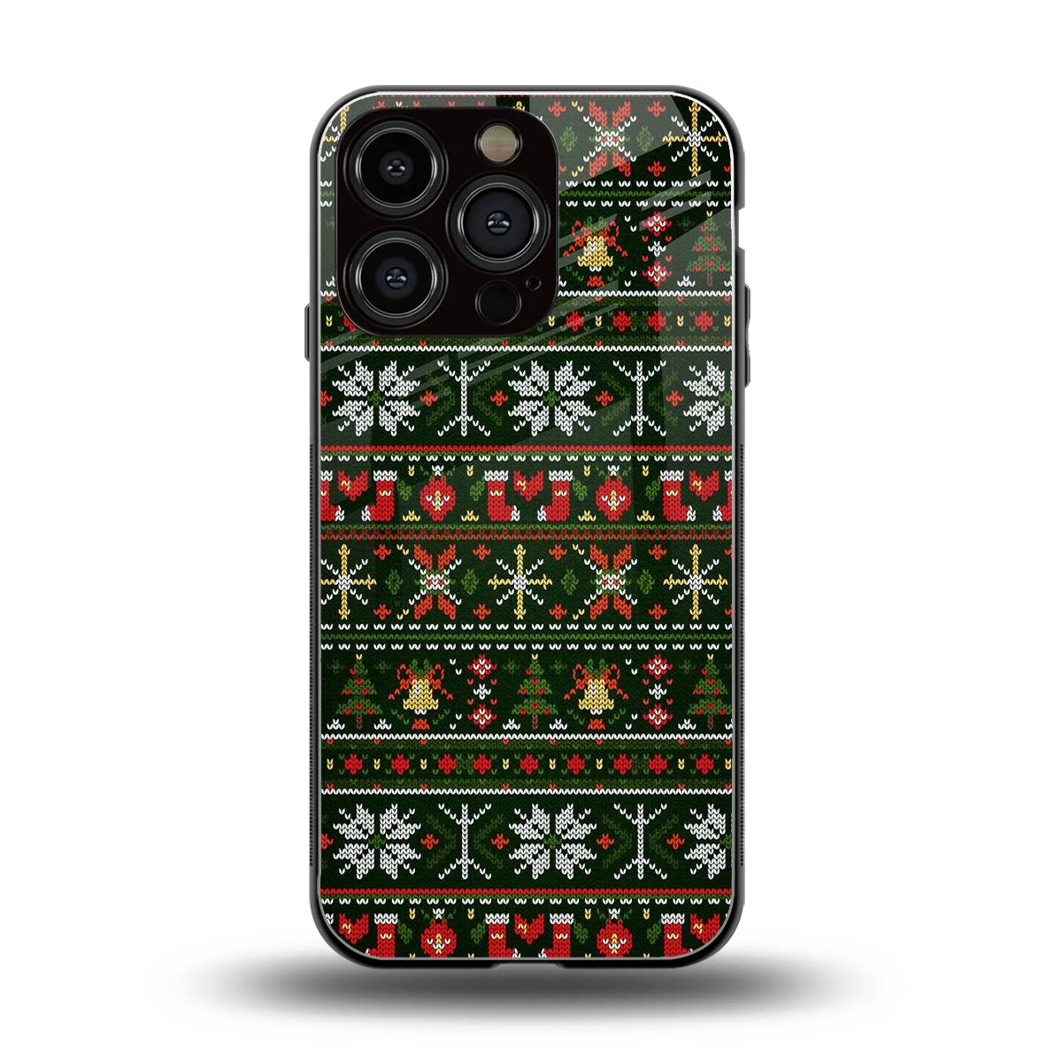 Festive Knit back phone cover | glass case for iphone 16 pro