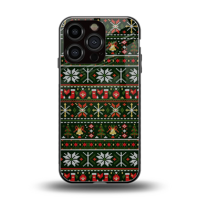 Festive Knit back phone cover | glass case for iphone 16 pro