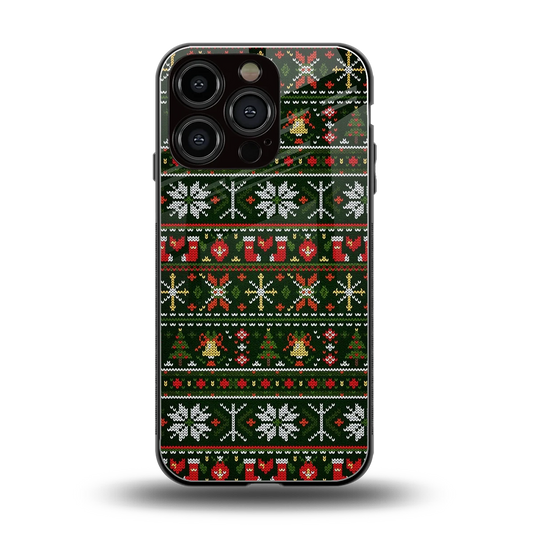 Festive Knit back phone cover | glass case for iphone 16 pro