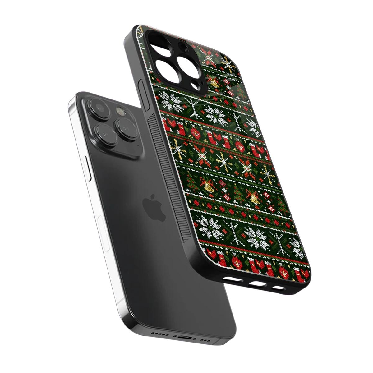 Festive Knit sleek iphone 16 pro cover with tempered glass back and TPU edges