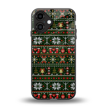 Festive Knit back phone cover | glass case for iphone 16