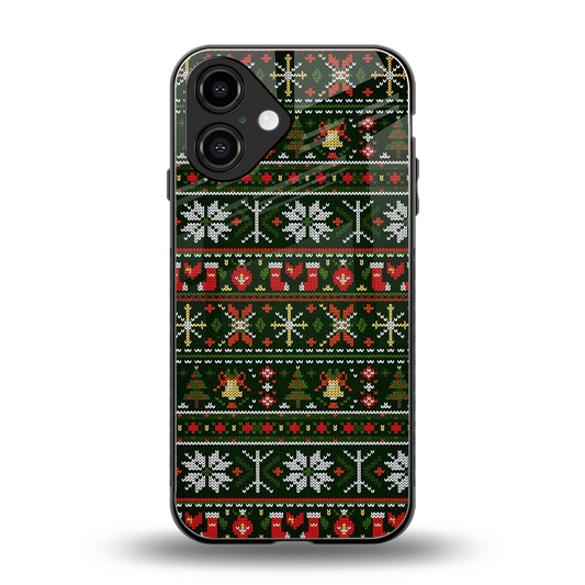 Festive Knit back phone cover | glass case for iphone 16