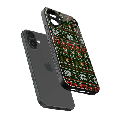 Festive Knit sleek iPhone 16 cover with tempered glass back and TPU edges
