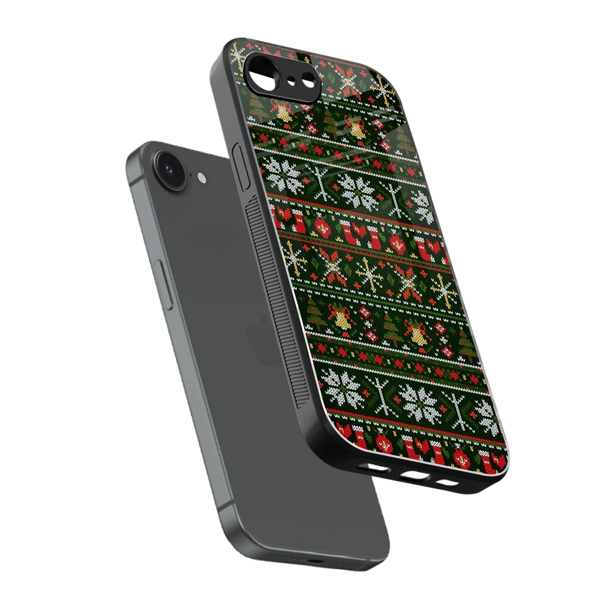 Festive Knit sleek iphone 17e cover with tempered glass back and TPU edges