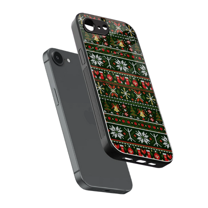 Festive Knit sleek iphone 17e cover with tempered glass back and TPU edges