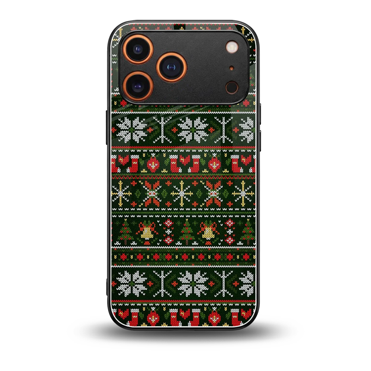 Festive Knit back phone cover | glass case for iphone 17 pro max