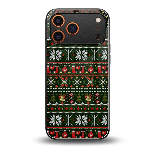 Festive Knit back phone cover | glass case for iphone 17 pro max