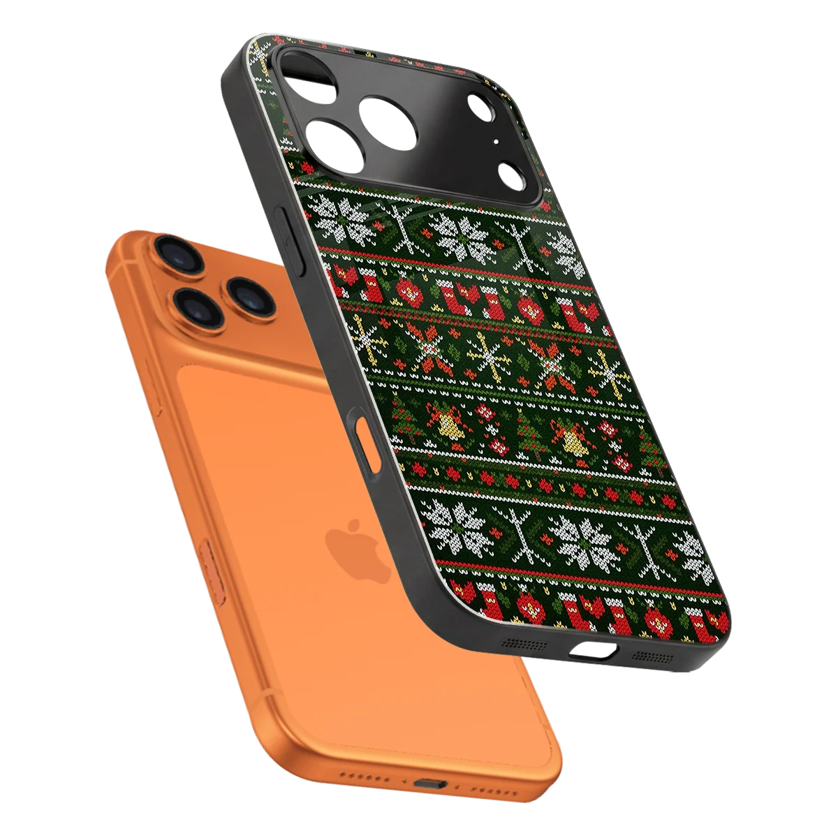 Festive Knit sleek iphone 17 pro cover with tempered glass back and TPU edges