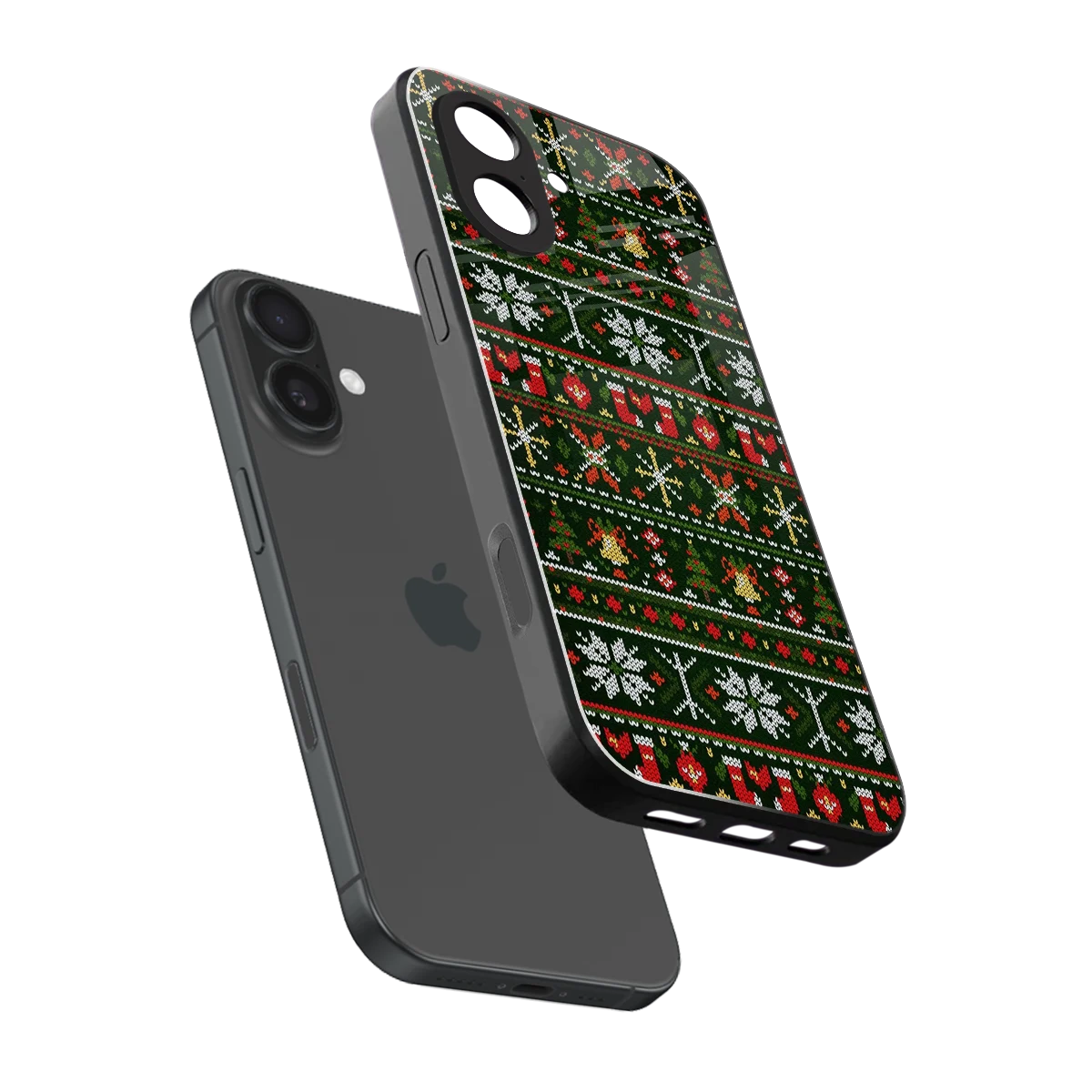 Festive Knit sleek iphone 17 cover with tempered glass back and TPU edges