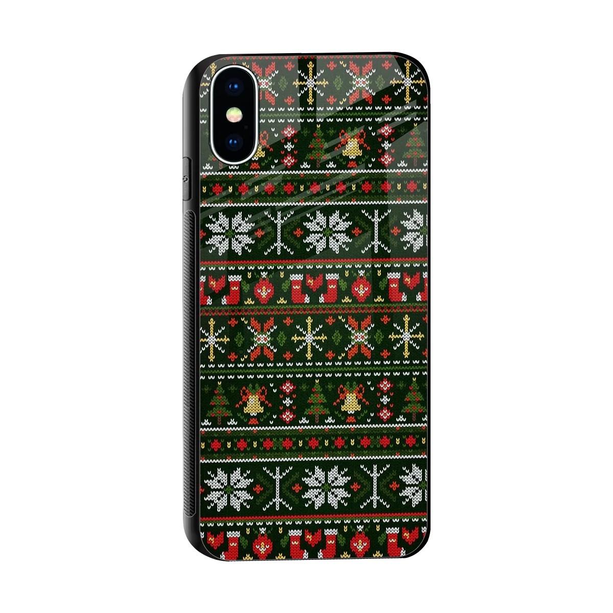 Festive Knit sleek iphone xs cover with tempered glass back and TPU edges