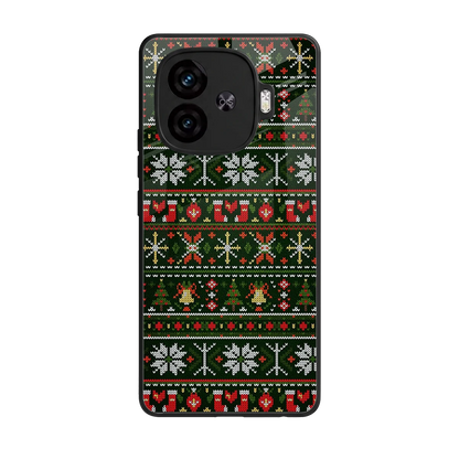 Festive Knit back phone cover | glass case for iqoo neo 10r 5g