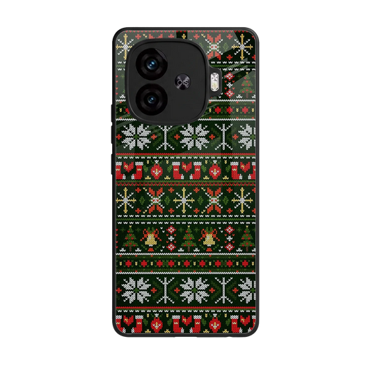Festive Knit back phone cover | glass case for iqoo neo 10r 5g