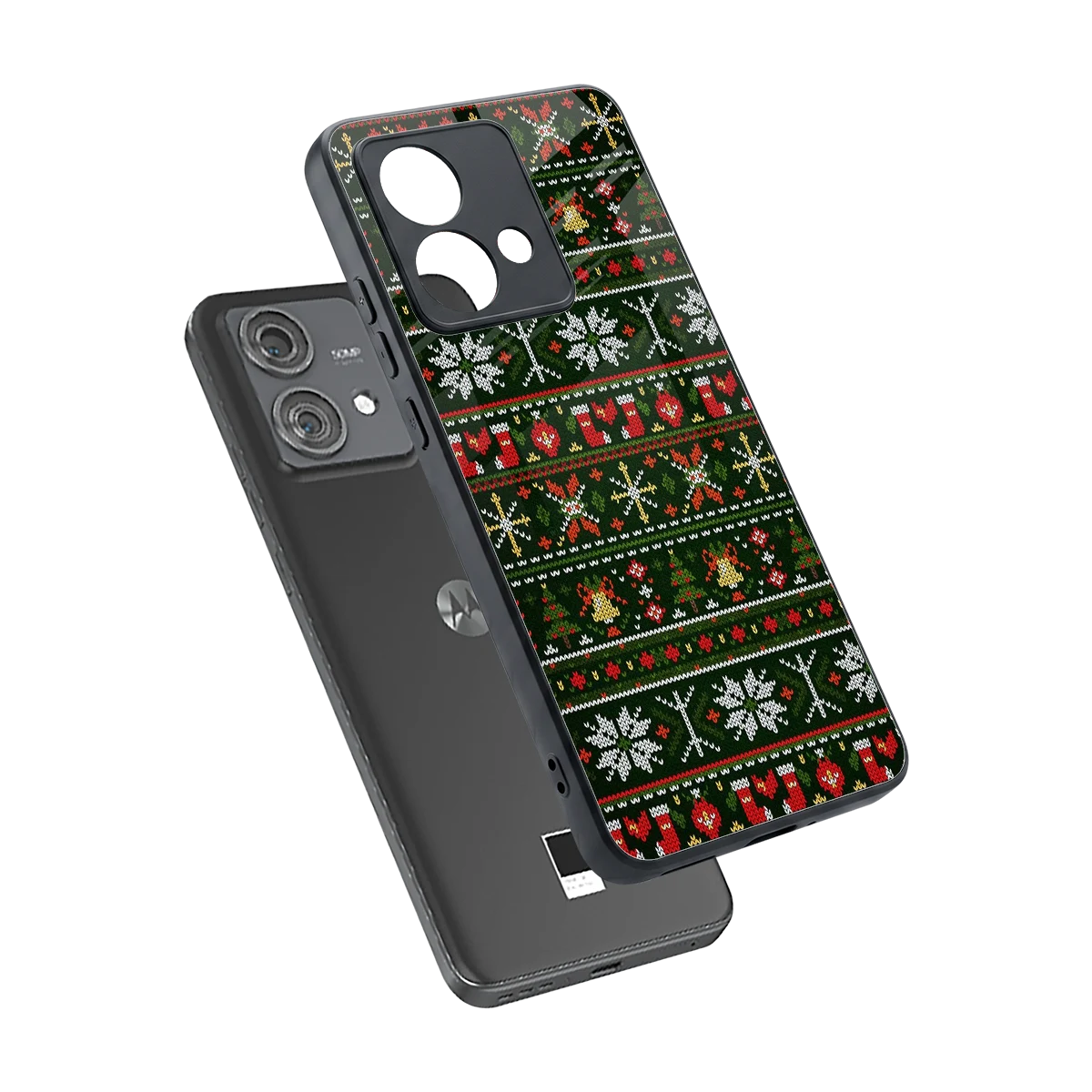 Festive Knit sleek motorola edge 40 neo 5g cover with tempered glass back and TPU edges