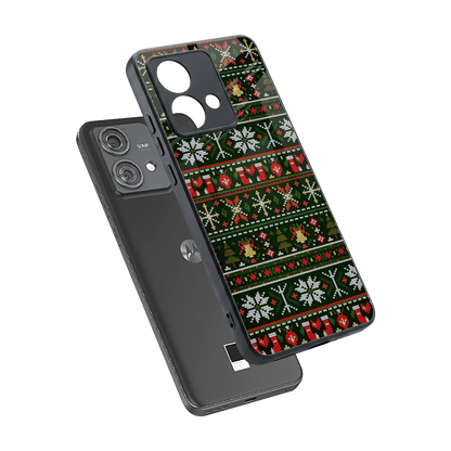 Festive Knit sleek motorola edge 40 neo 5g cover with tempered glass back and TPU edges