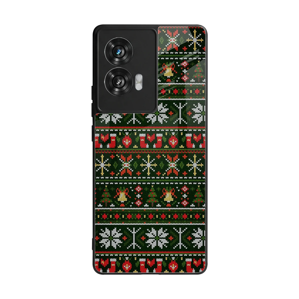 Festive Knit back phone cover | glass case for motorola edge 50 fusion