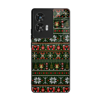 Festive Knit back phone cover | glass case for motorola edge 50 fusion