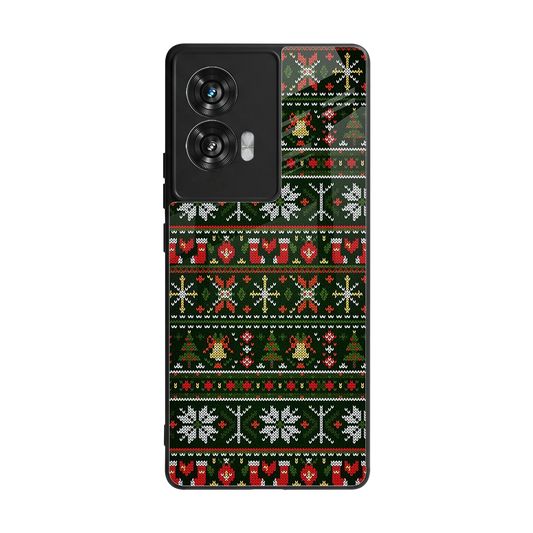 Festive Knit back phone cover | glass case for motorola edge 50 fusion