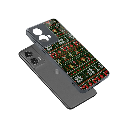 Festive Knit sleek motorola edge 50 fusion cover with tempered glass back and TPU edges