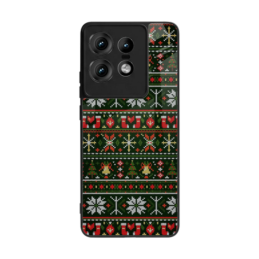 Festive Knit back phone cover | glass case for motorola edge 50 pro