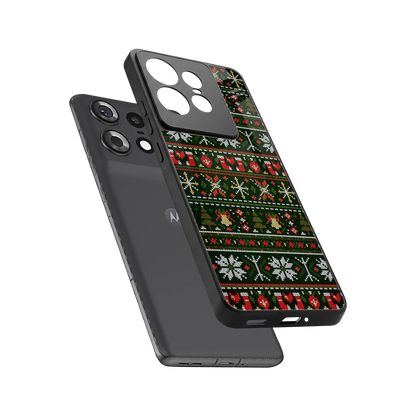 Festive Knit sleek motorola edge 50 pro cover with tempered glass back and TPU edges
