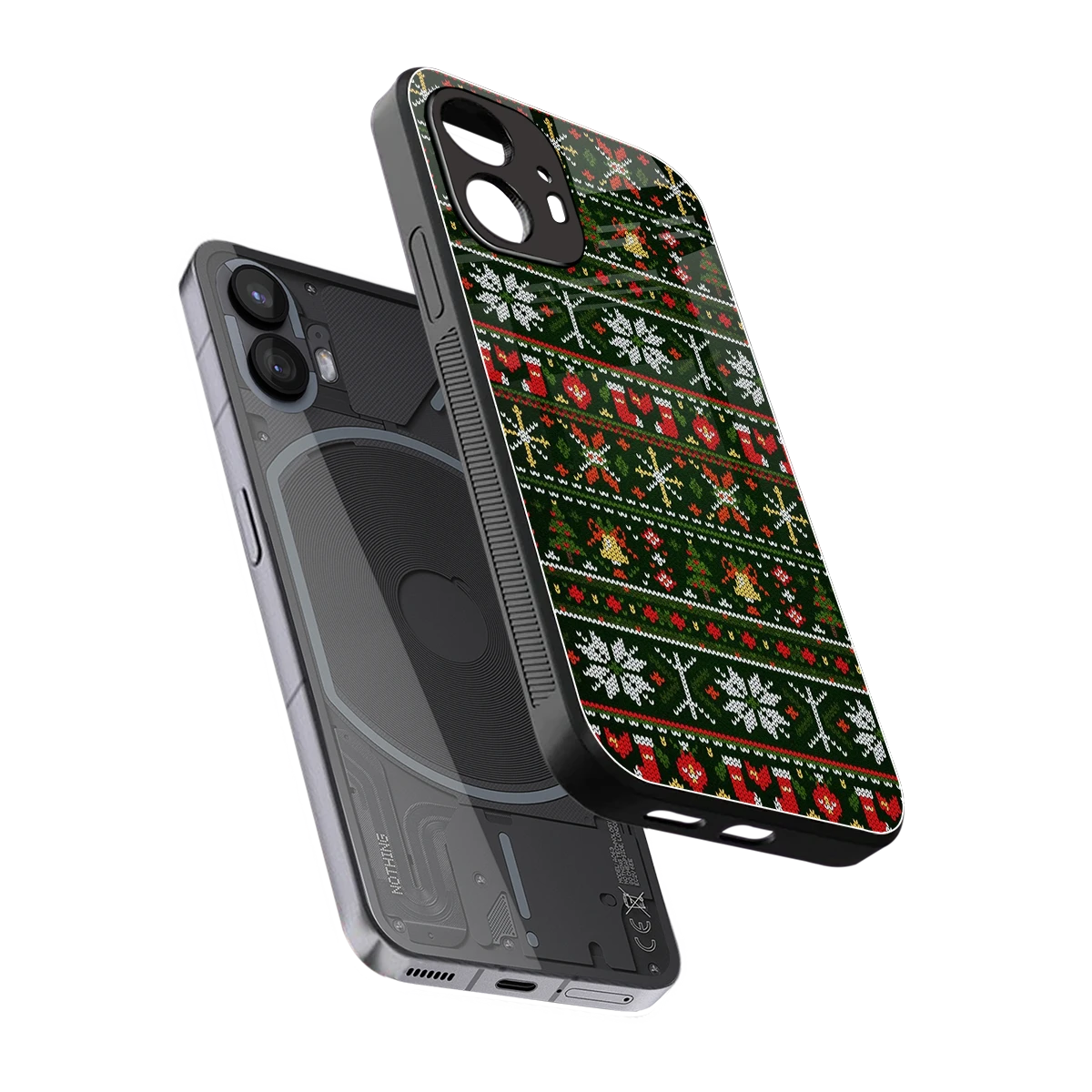 Festive Knit sleek nothing phone 2 cover with tempered glass back and TPU edges
