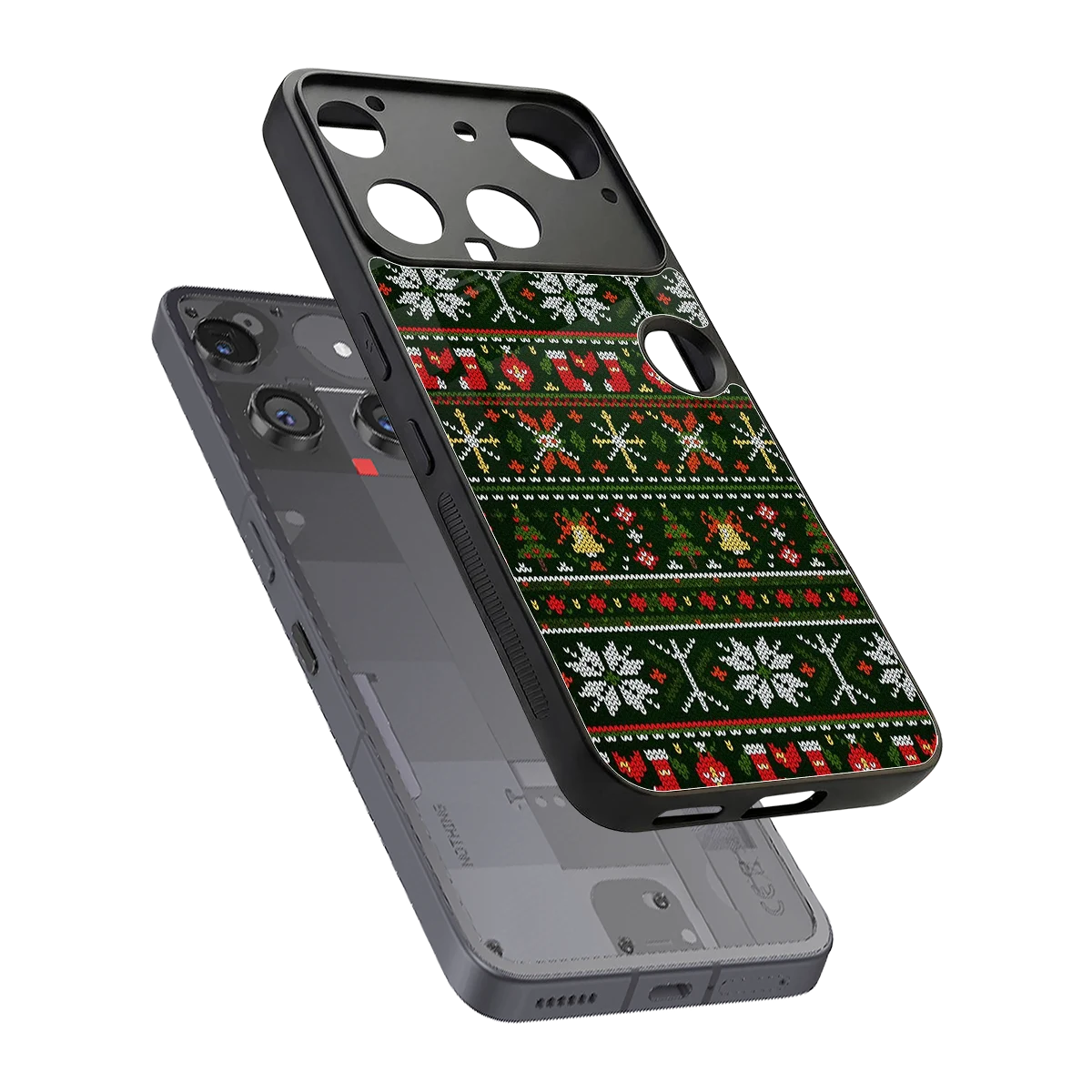Festive Knit sleek nothing phone 3 cover with tempered glass back and TPU edges