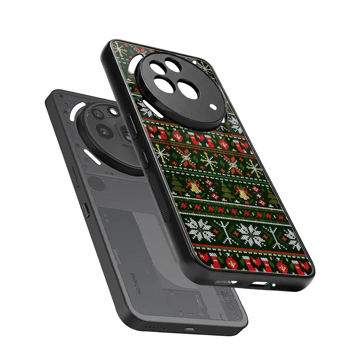 Festive Knit sleek nothing phone 3a pro cover with tempered glass back and TPU edges