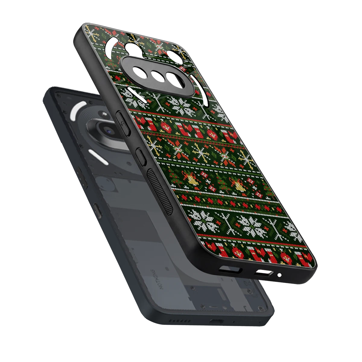 Festive Knit sleek nothing phone 3a cover with tempered glass back and TPU edges