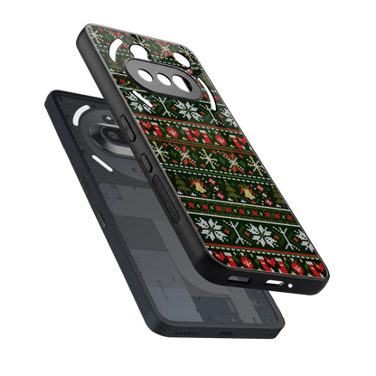 Festive Knit sleek nothing phone 3a cover with tempered glass back and TPU edges
