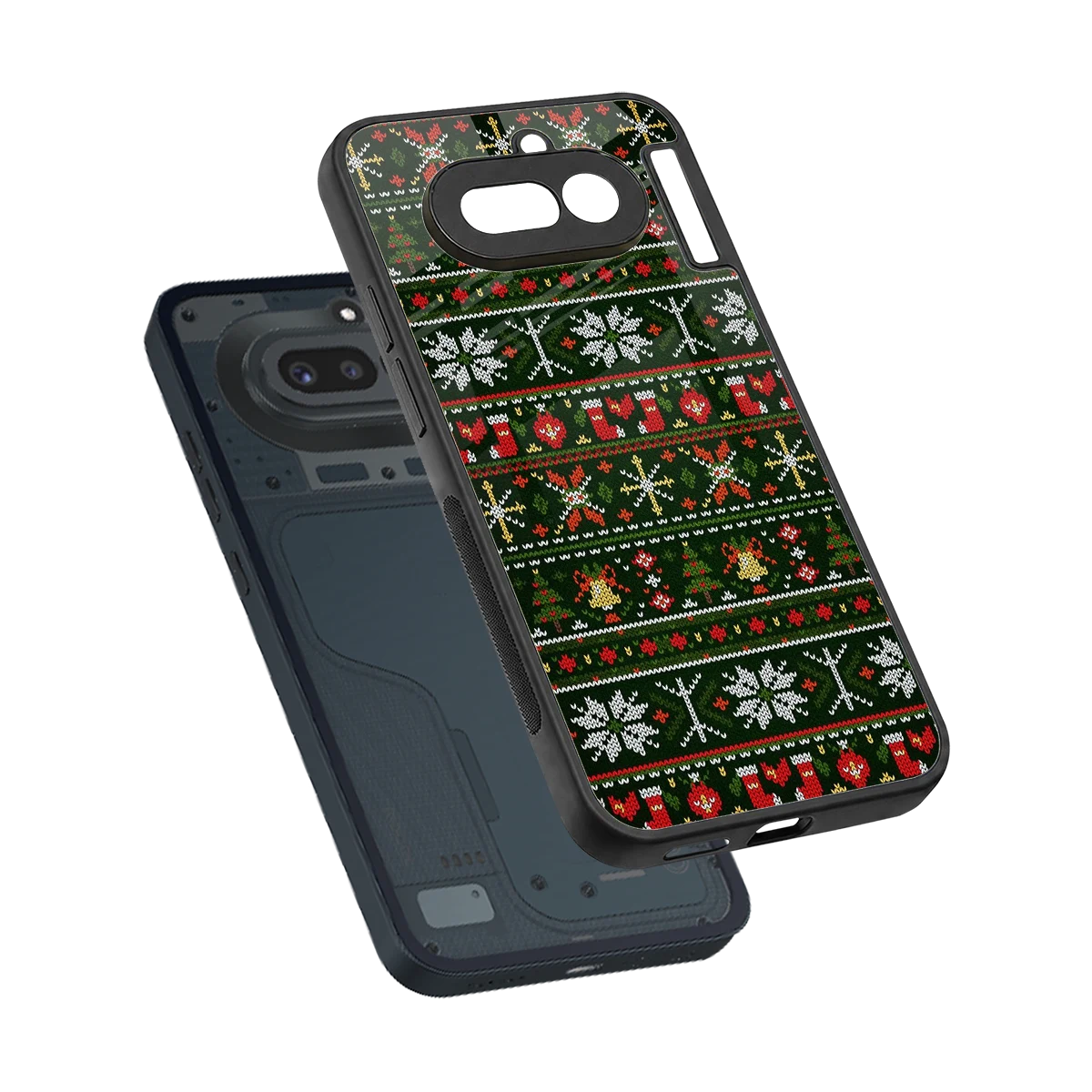 Festive Knit sleek nothing phone 4a cover with tempered glass back and TPU edges