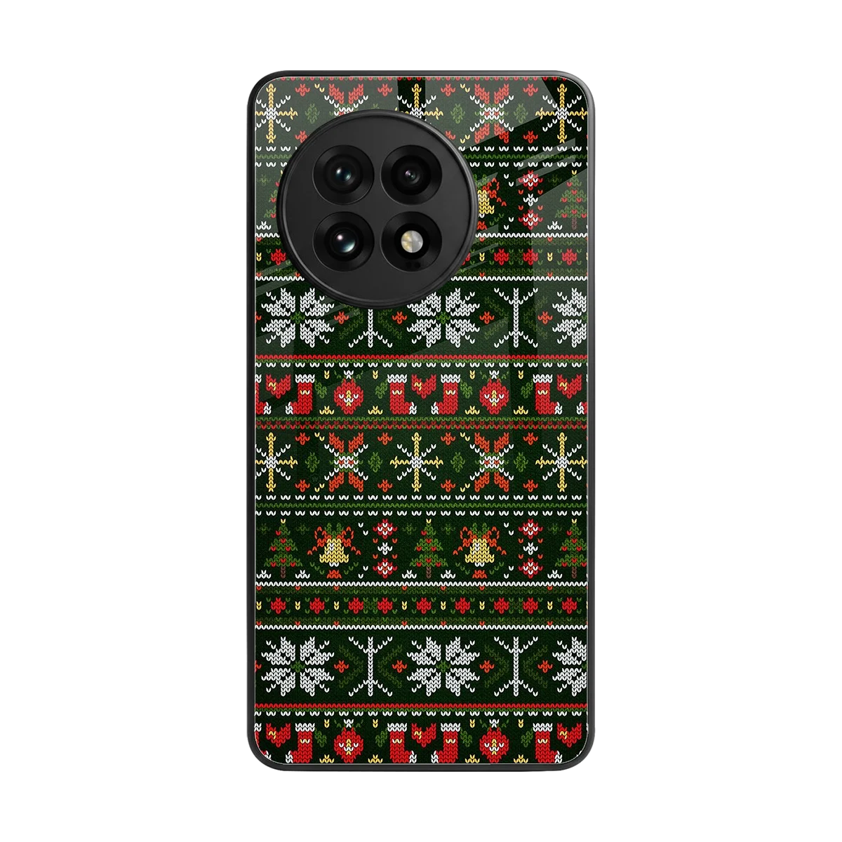 Festive Knit back phone cover | glass case for oneplus 13r