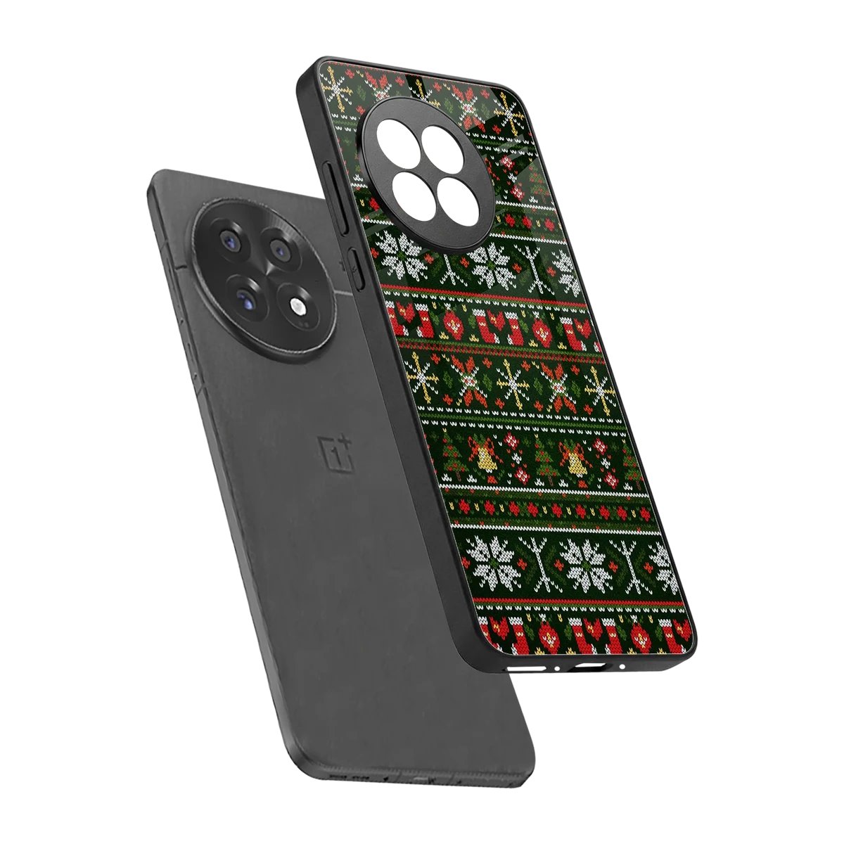 Festive Knit sleek oneplus 13r cover with tempered glass back and TPU edges