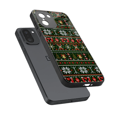Festive Knit sleek oneplus 15r cover with tempered glass back and TPU edges