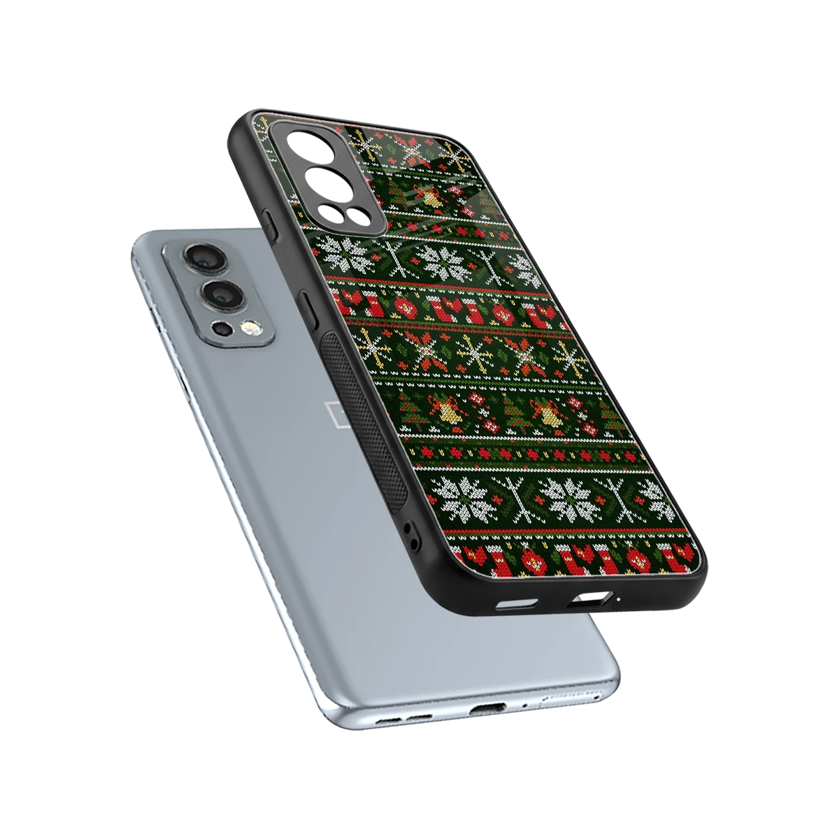 Festive Knit sleek oneplus nord 2 cover with tempered glass back and TPU edges