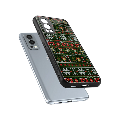 Festive Knit sleek oneplus nord 2 cover with tempered glass back and TPU edges