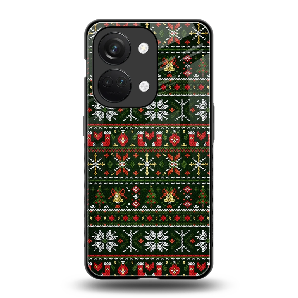 Festive Knit back phone cover | glass case for oneplus nord 3