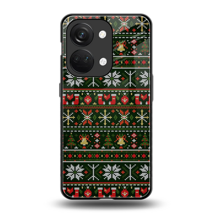 Festive Knit back phone cover | glass case for oneplus nord 3