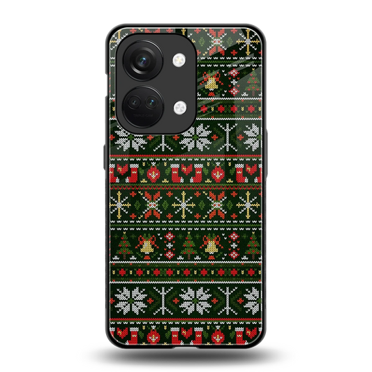 Festive Knit back phone cover | glass case for oneplus nord 3