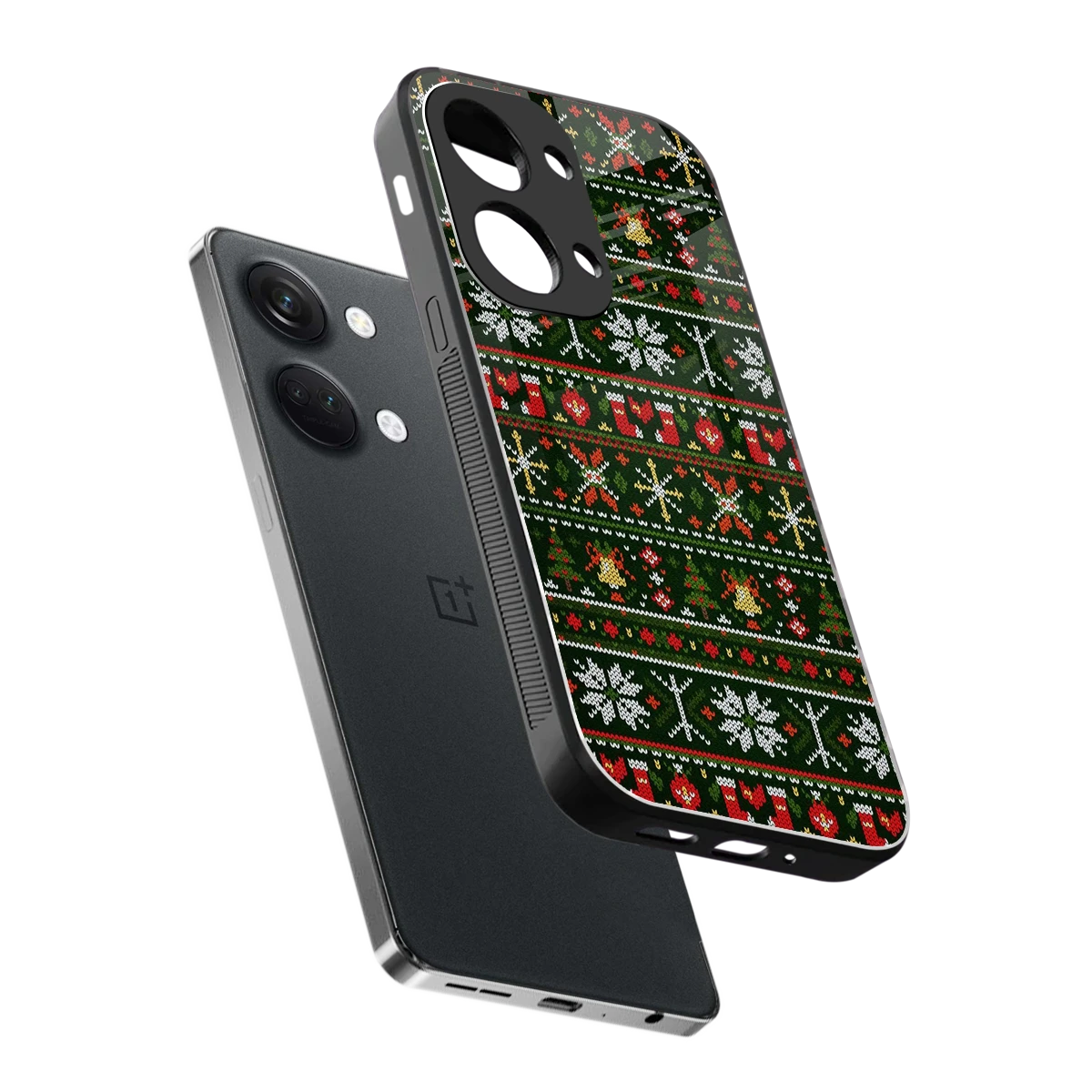 Festive Knit sleek oneplus nord 3 cover with tempered glass back and TPU edges