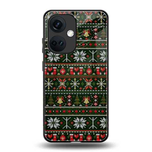 Festive Knit back phone cover | glass case for oneplus nord ce 3