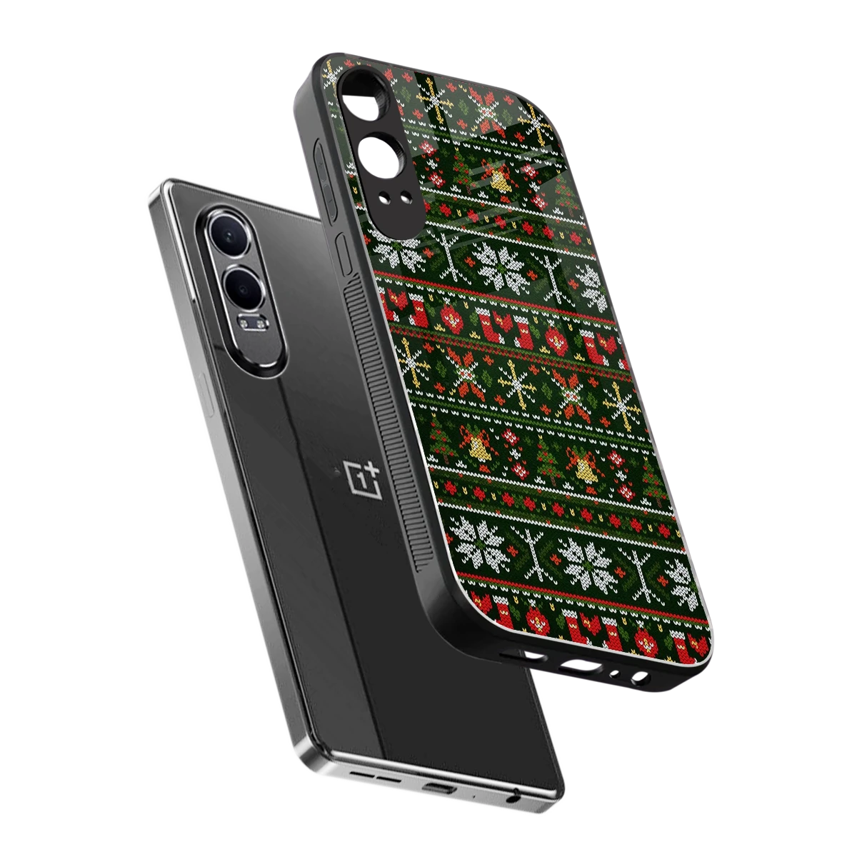 Festive Knit sleek oneplus nord ce 4 lite cover with tempered glass back and TPU edges